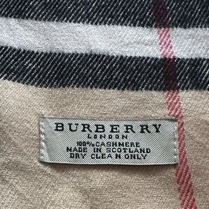 Burberry Beige and Red Cashmere Scarf